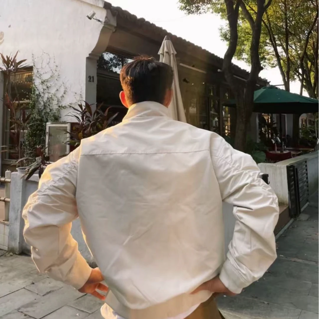 美式立领教练夹克男款秋季高级感痞帅三防工装外套短款机车球服