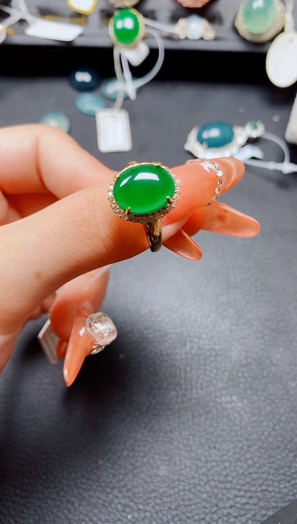 银S925镶嵌戒指翡翠翡翠