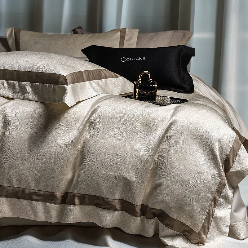 孔龙 塔迪亚 高端简约高精密色织金丝工艺柔软亲肤 纯棉四件套