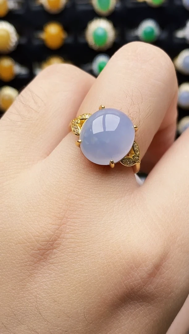 银S925镶嵌戒指翡翠9163