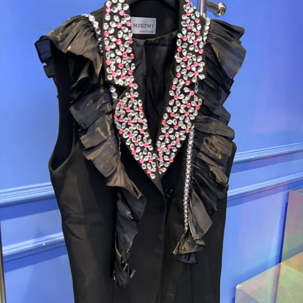 G00066 蕾丝气质时尚百搭女士黑色设计师拼接休闲春季潮流衬衣