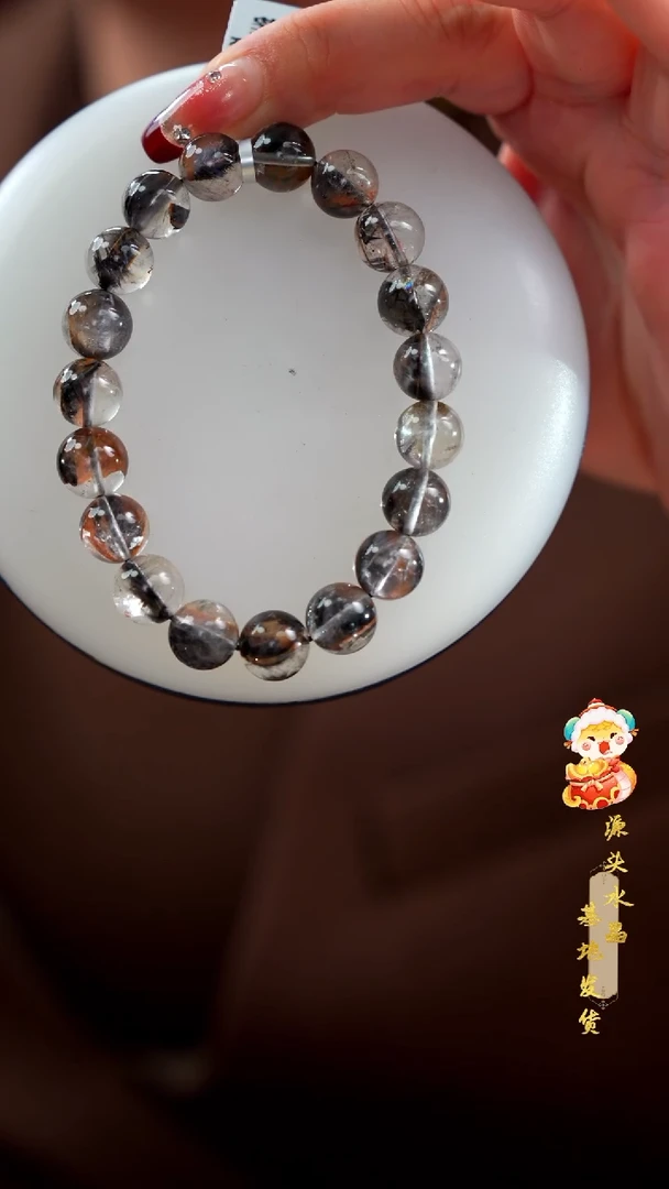 【闪购商品】水晶手串未镶嵌高货黑银钛10MM多样性发其一