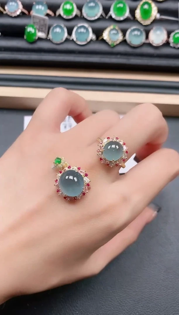 翡翠戒指银S925镶嵌1111111