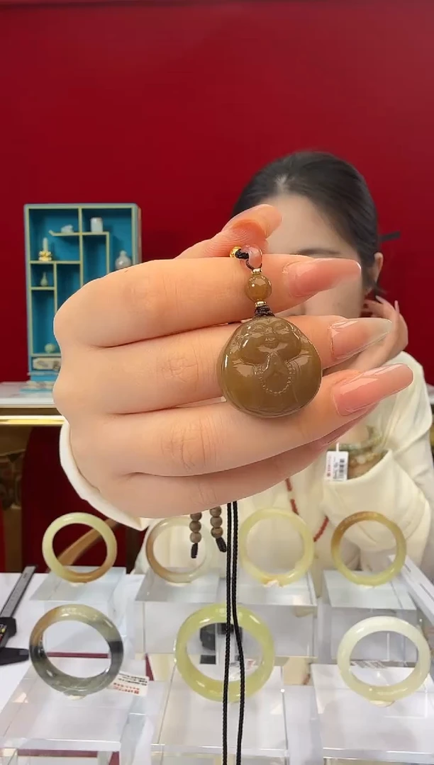 项链未镶嵌和田玉闪购弥勒佛项链尺寸约25*26mm