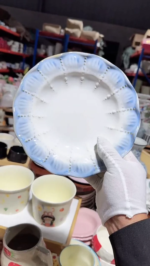 陶瓷烟蓝盘微瑕 凑满20元包邮