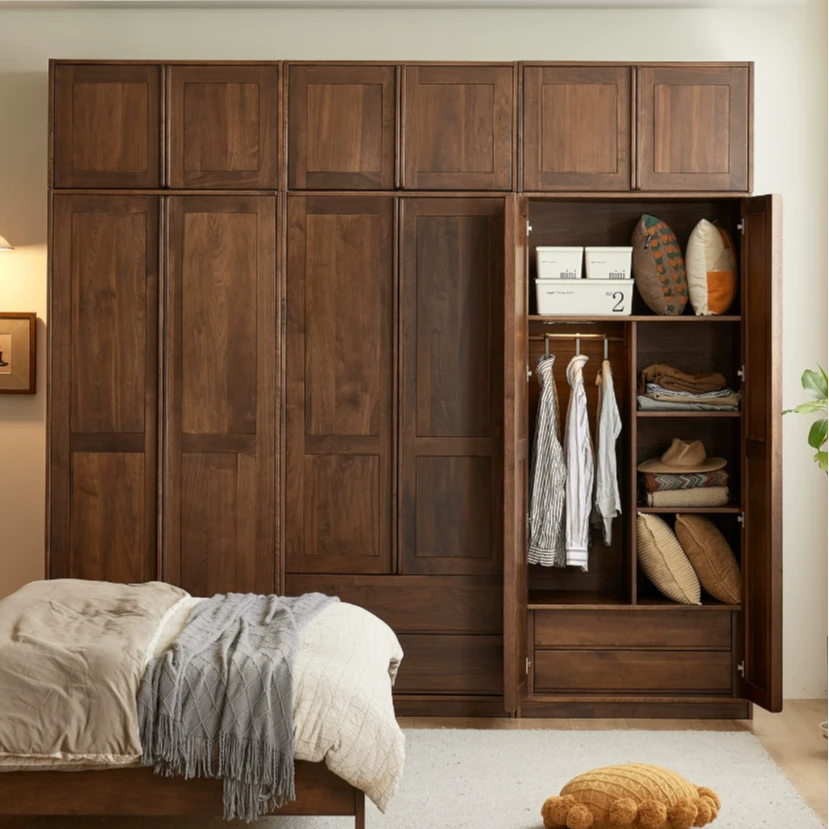 北美黑胡桃木衣柜简约双门