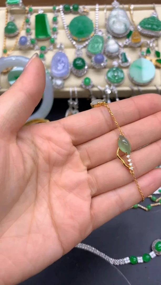 【闪购商品】翡翠手链18K金镶嵌96-中国好珍宝