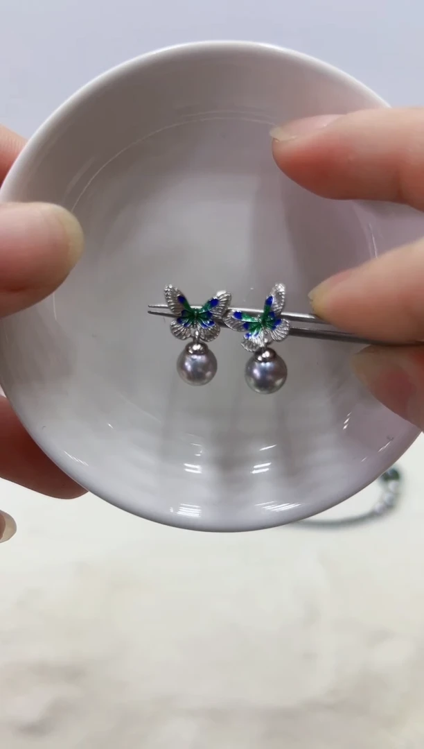 银S925镶嵌海水珍珠DA耳饰@@ye394