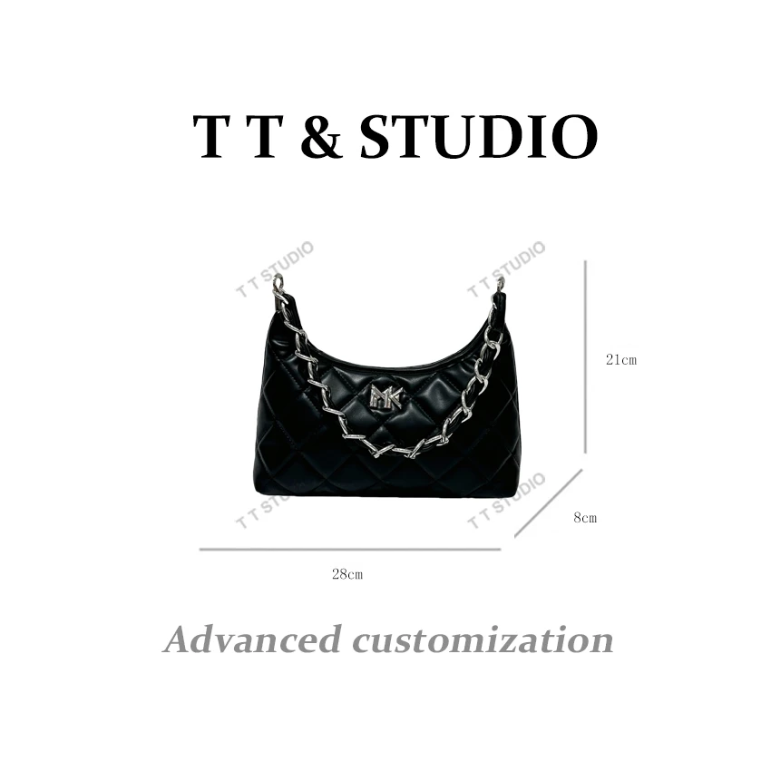 【TT Studio】FES-5097-黑色RAIN.CUN时尚简约腋下斜跨轻奢女包