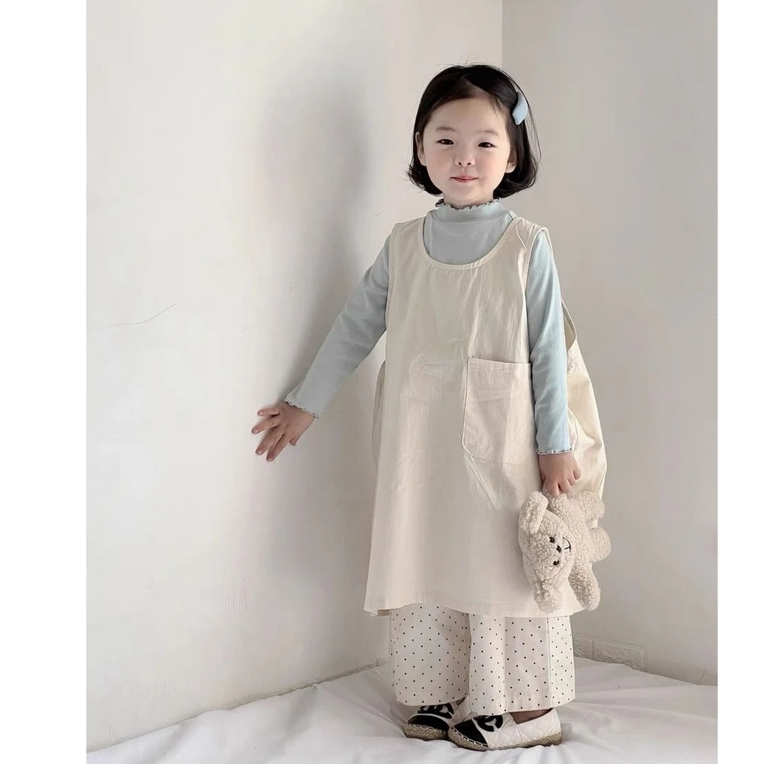 【三件套】连衣裙春秋夏季新款女宝韩版时尚简约纯色背心裙阔腿裤