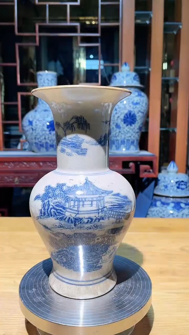 【闪购商品】瓷陶瓷摆件山水瓶