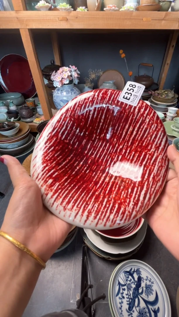 瓷片º**?e358郎红椭圆盘