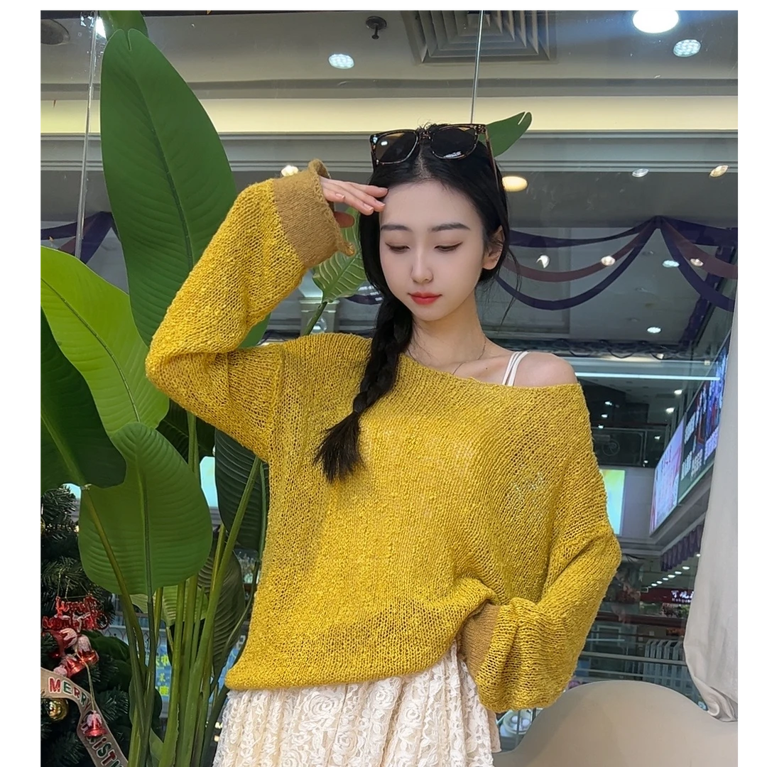 广州唐乐乐~慵懒喇叭袖百搭宽松风宽松外穿毛衣BF0775