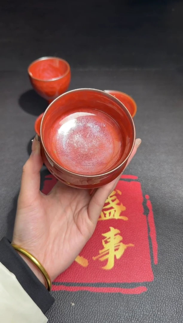 茶盏廖设生柿红祥云154