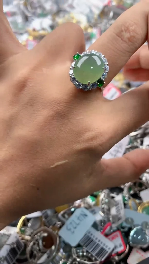 银S925镶嵌戒指翡翠101010----4