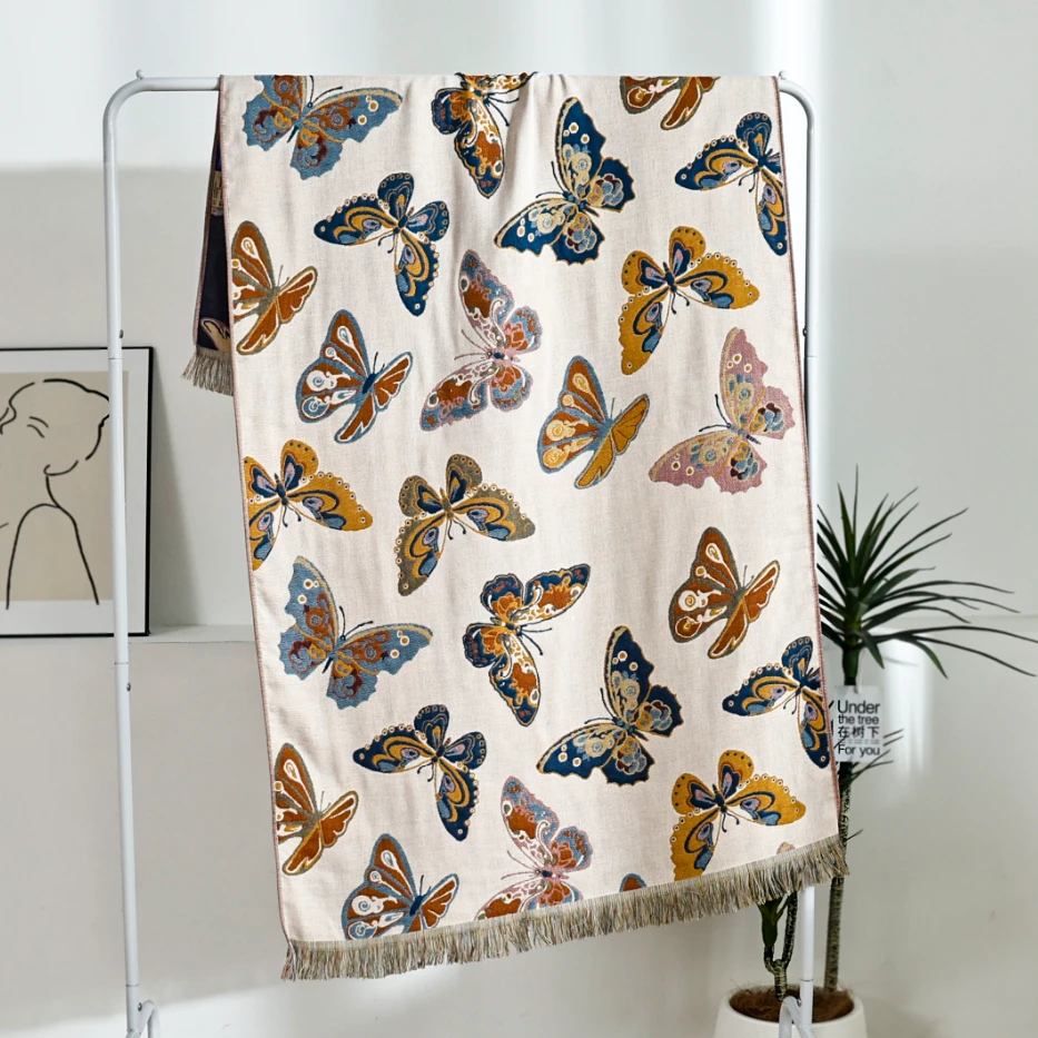 成人纱布浴巾--彩蝶80*160(带流苏)