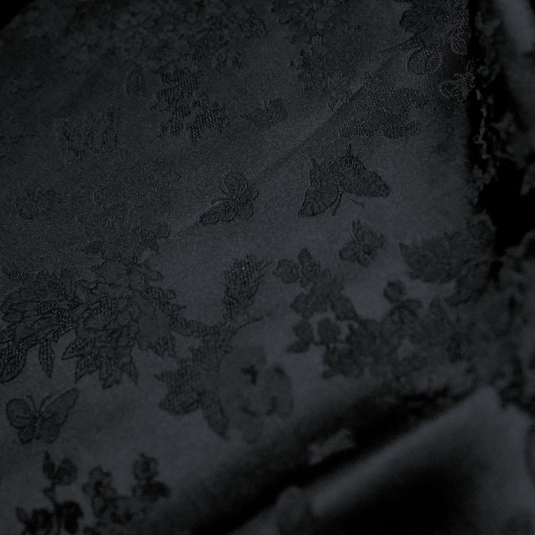 【黑萝】高档新中式香云纱 花萝提花 连衣裙旗袍面料（开裁不退换）