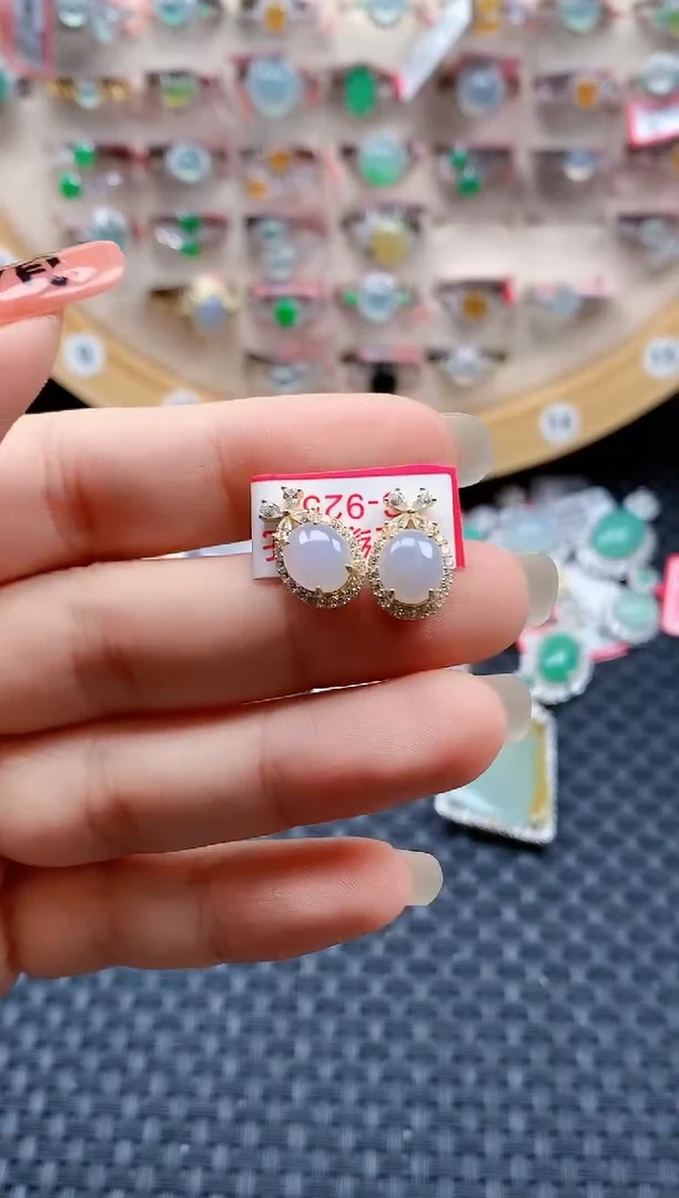 银S925镶嵌戒指翡翠天然A货缅甸翡翠