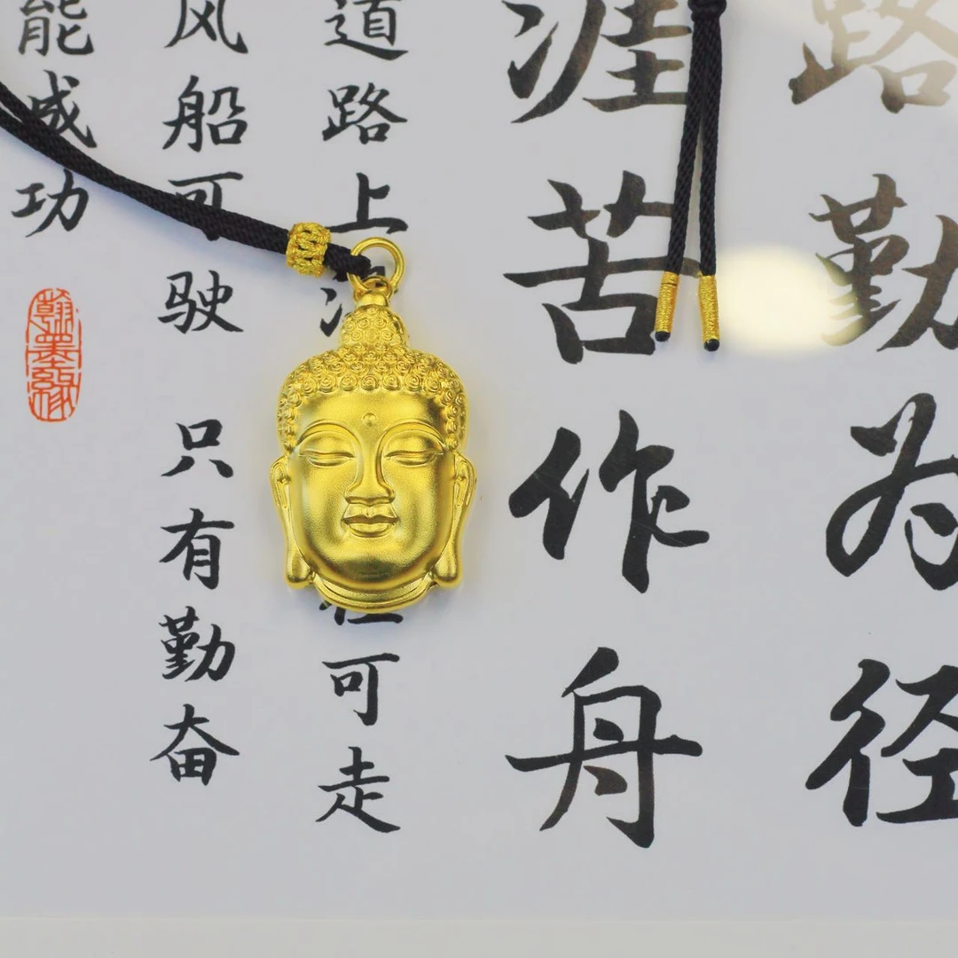 吊坠足银 古法福贵佛头文体吊坠时尚素款厚包工艺不掉色不漏银