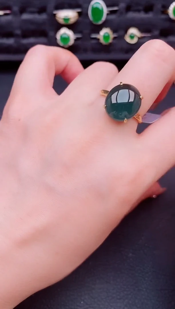 翡翠戒指银S925镶嵌天然a货翡翠606