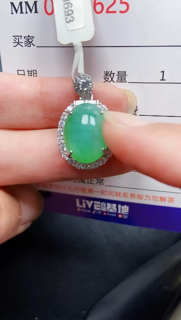 翡翠银S925镶嵌颈饰9625