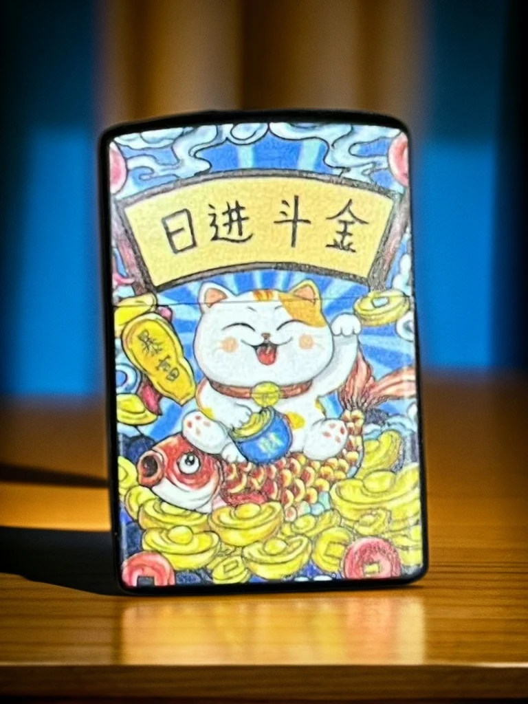 【彩印日进斗金】精美动漫彩印日进斗金打火机