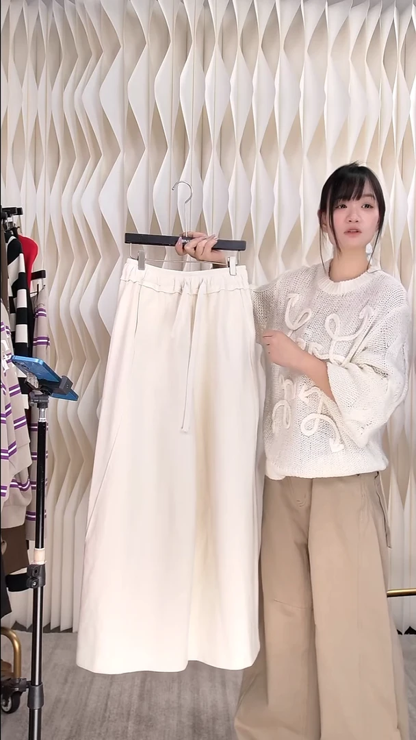 抽绳肌理阔腿裤均码