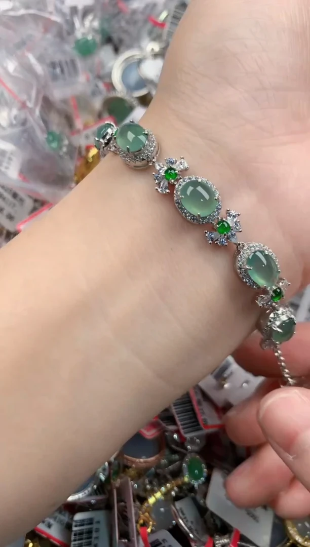银S925镶嵌戒指翡翠3333----9