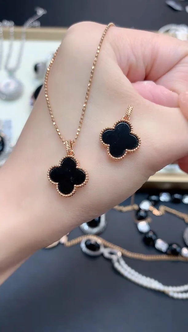 吊坠(不含链)18K金镶嵌翡翠94-四叶草（多样性发货一件（不含链扣