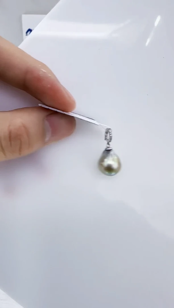 银S925镶嵌海水珍珠DA吊坠 v3535