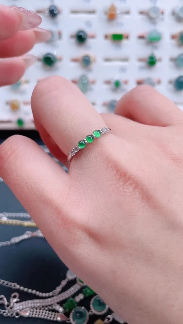 银S925镶嵌戒指翡翠天然翡翠