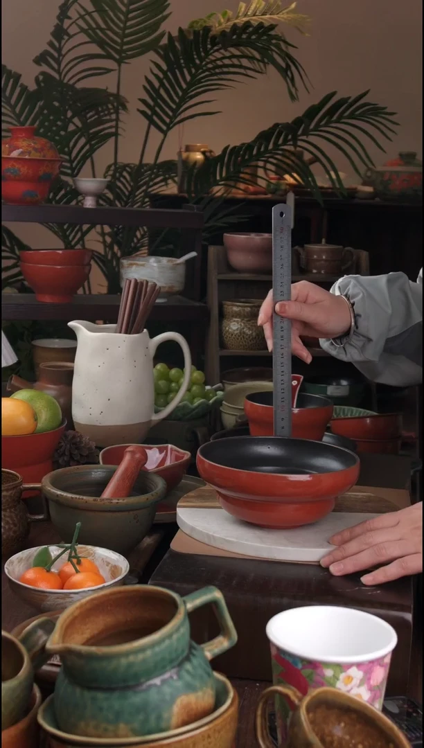 碗景德镇手工高温餐具复古红面碗