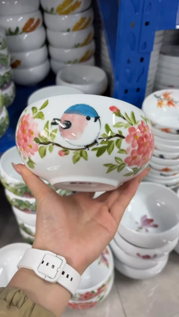 瓷片景德镇高温陶瓷食品级手绘釉中彩-大窝窝碗