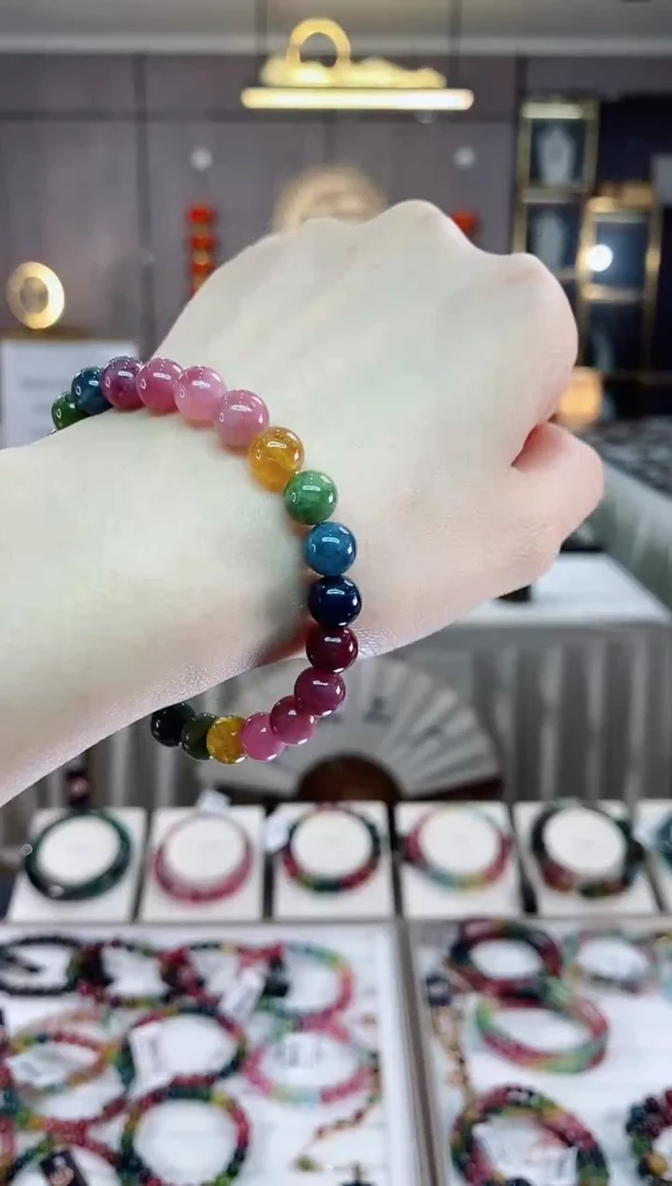 【闪购商品】碧玺单圈手串7mm+未镶嵌一物一证dan多样性发货一条