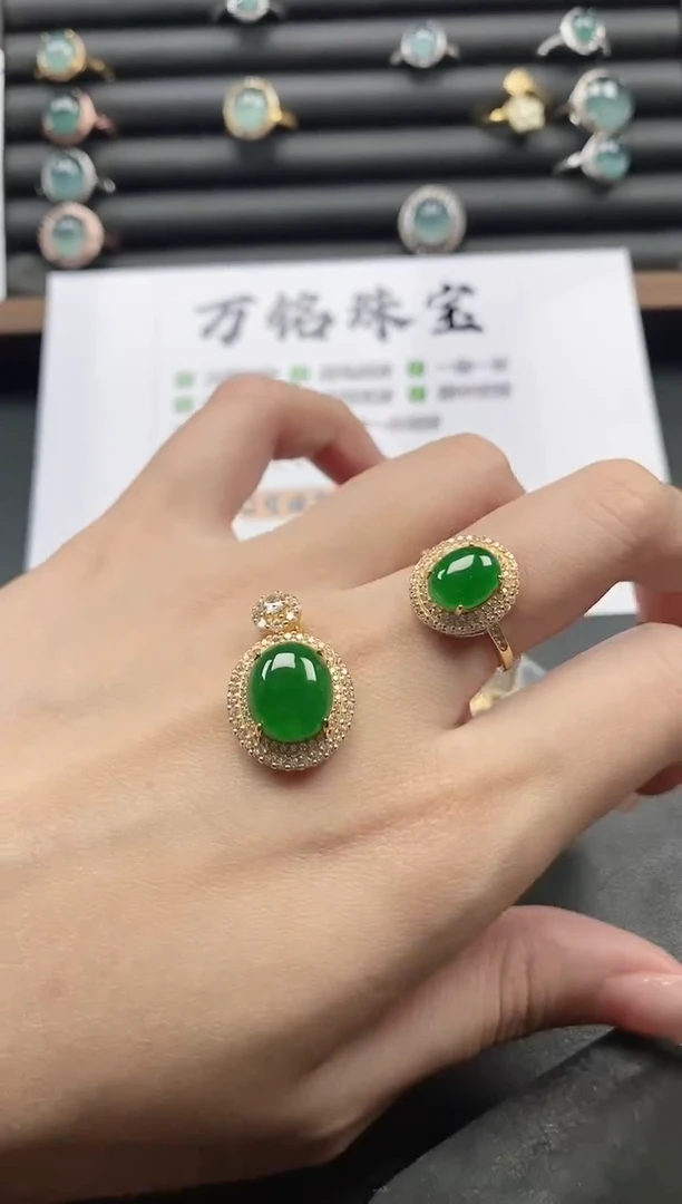 银S925镶嵌戒指翡翠51511