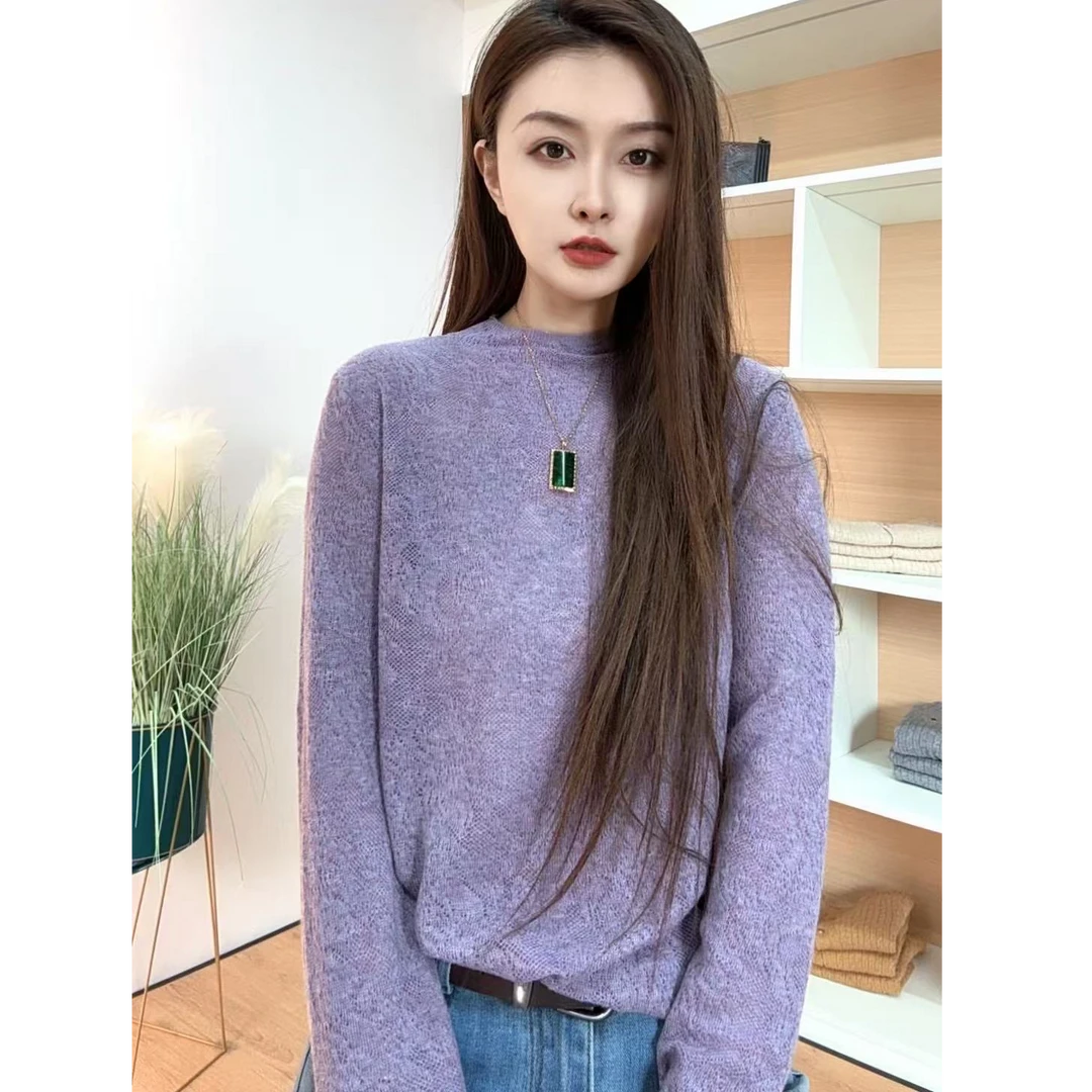 【芊荨精选】秋冬季新款洋气圆领镂空提花百搭打底针织衫S152#