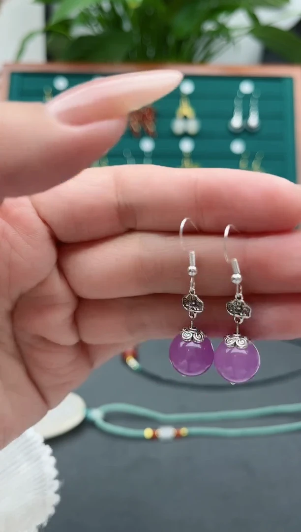 【闪购商品】玛瑙/玉髓耳饰银S925镶嵌051