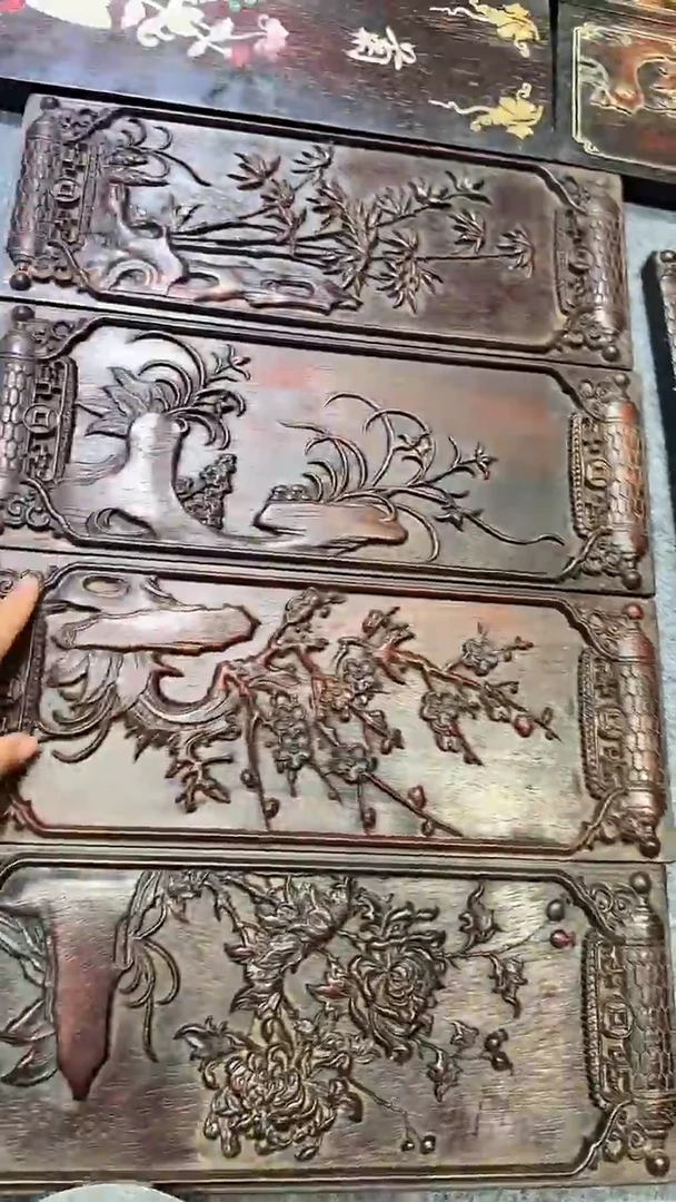 香榧木紫檀拆件雕刻板以直播间实物为准微瑕老物件