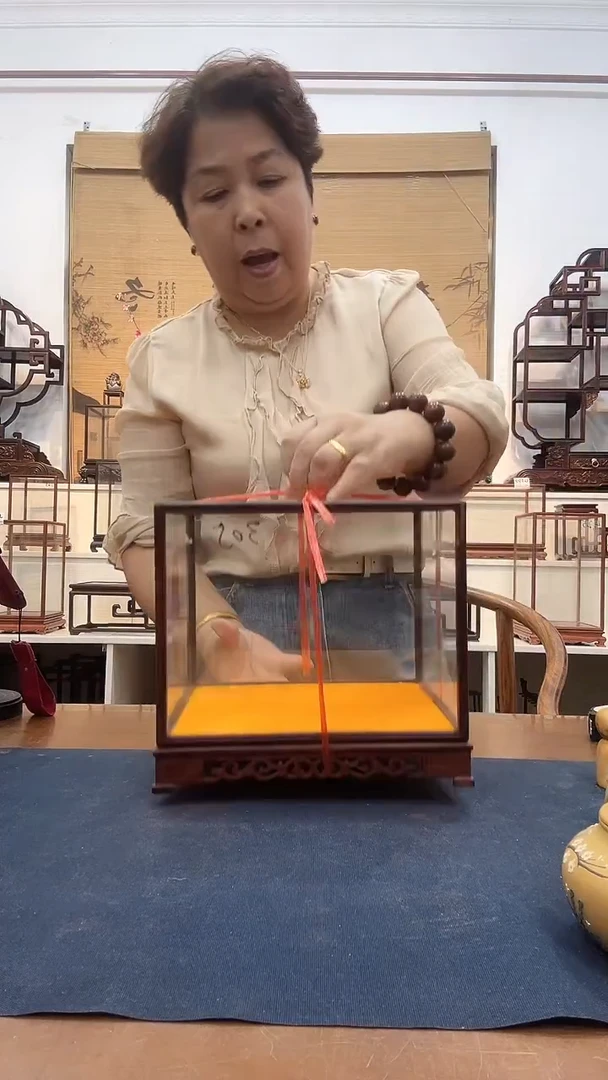 红酸枝木类木头款玻璃罩305