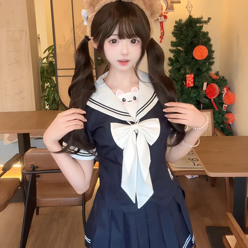 十一封信JK【果酱汪】绀色原创水手服女短袖萌软可爱套装正版制服