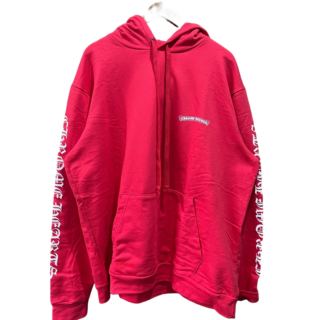 未使用 Chrome Hearts/克罗心 红色卷轴帽衫xl码X0386