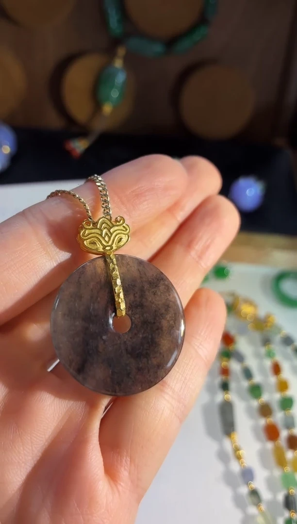 吊坠(不含链)18K金镶嵌翡翠吊坠