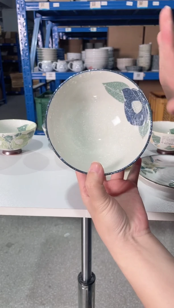 陶瓷山茶花蓝色4.9英寸碗