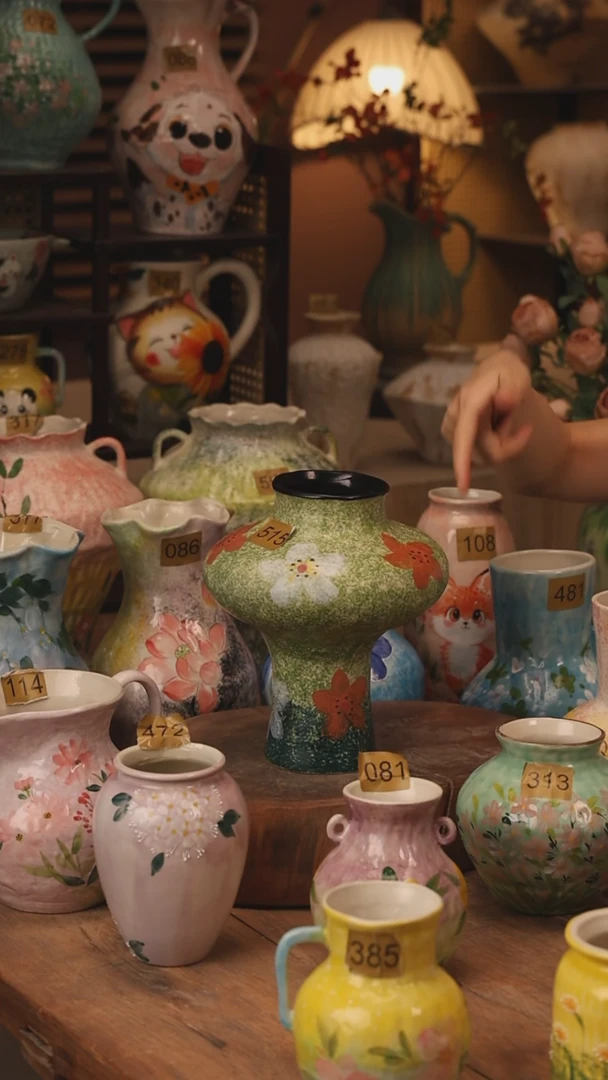 陶瓷景德镇设计师手作花器摆件侘寂风515