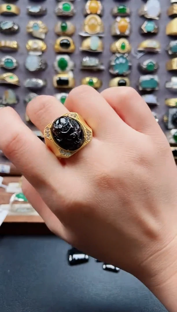 未镶嵌戒指翡翠天然翡翠男戒