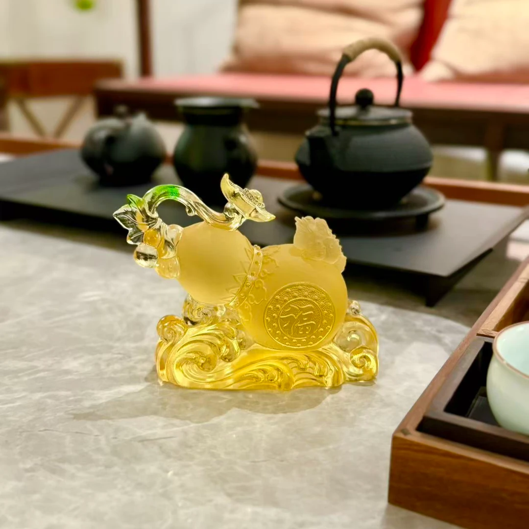 【金福禄】非遗古法琉璃葫芦摆件招财纳福玄关桌面装饰伴手礼WG0150