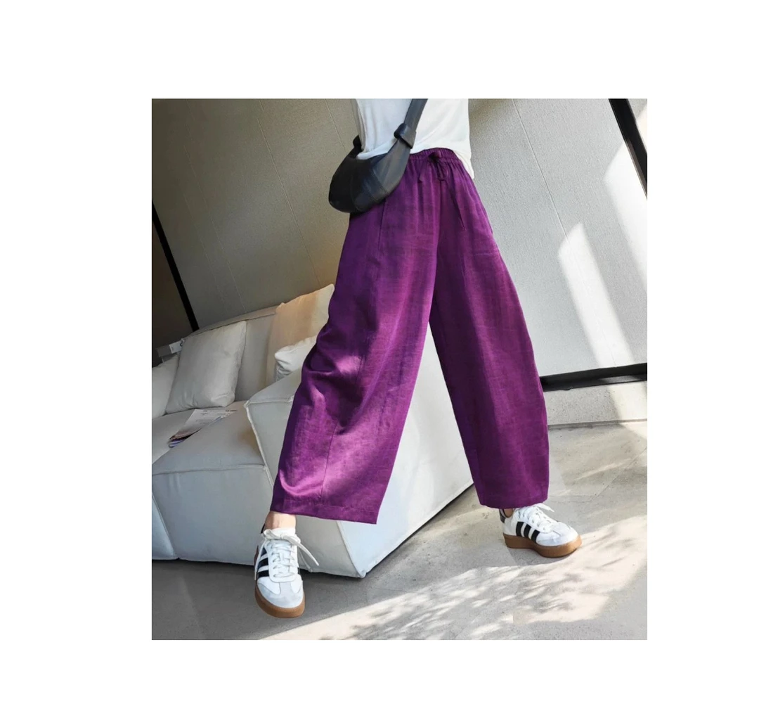 MANGO steen‘s丨香云纱紫龟哈伦九分裤J6045
