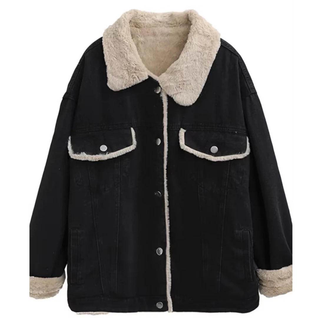 【宜宾衣世界】C55937棉衣冬季时尚宽松翻领上衣加绒棉服短款