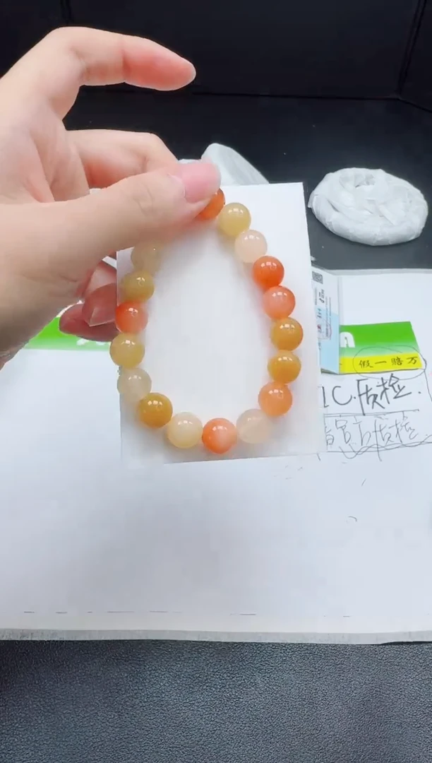 石英质玉手镯未镶嵌金丝玉小m卡10手链【花纹随机】