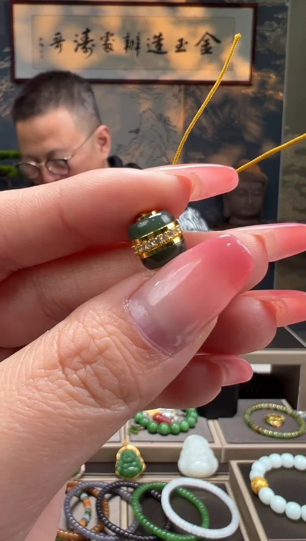 【闪购商品】和田玉珠子未镶嵌汉堡珠青玉卡10mm